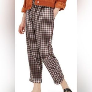 Topshop tapered, high-waisted, checkered trousers